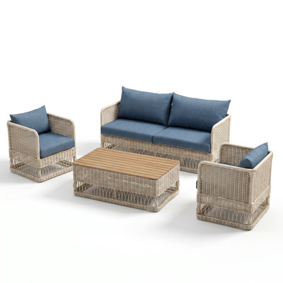 Ensemble de 4 chaises de patio Destin Pebble Sunbrella® - toile denim