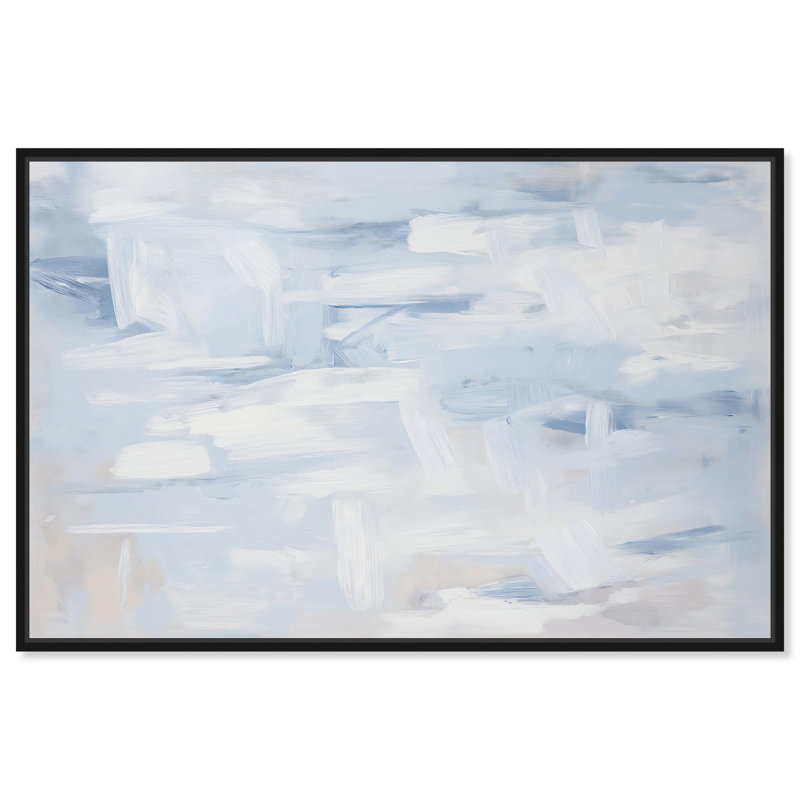 Art Remedy, toile abstraite neutre, Cadre flottant noir, H 31 po x l 46 po