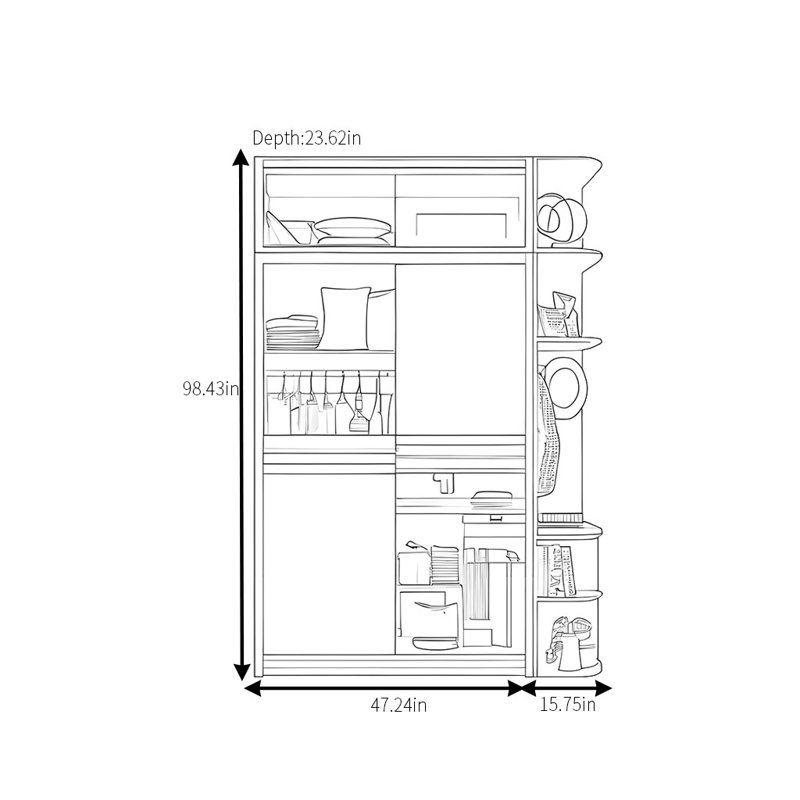 Garde-robe moderne simple en verre, H 98,43 po x l 62,99 po x P 23,62 po