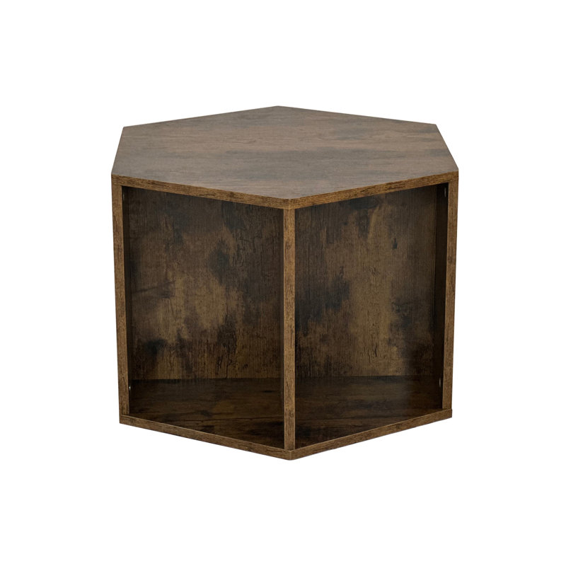 Table basse hexagonale table d'appoint table de chevet en bois antique