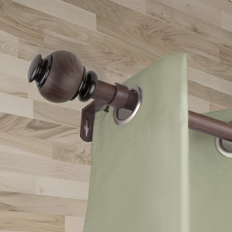 Wroblewski Steel Adjustable Single Curtain Rod, 48" - 84", Dark Walnut