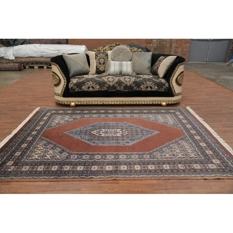 Tapis oriental traditionnel élégant à médaillon hexagonal 6 x 9
