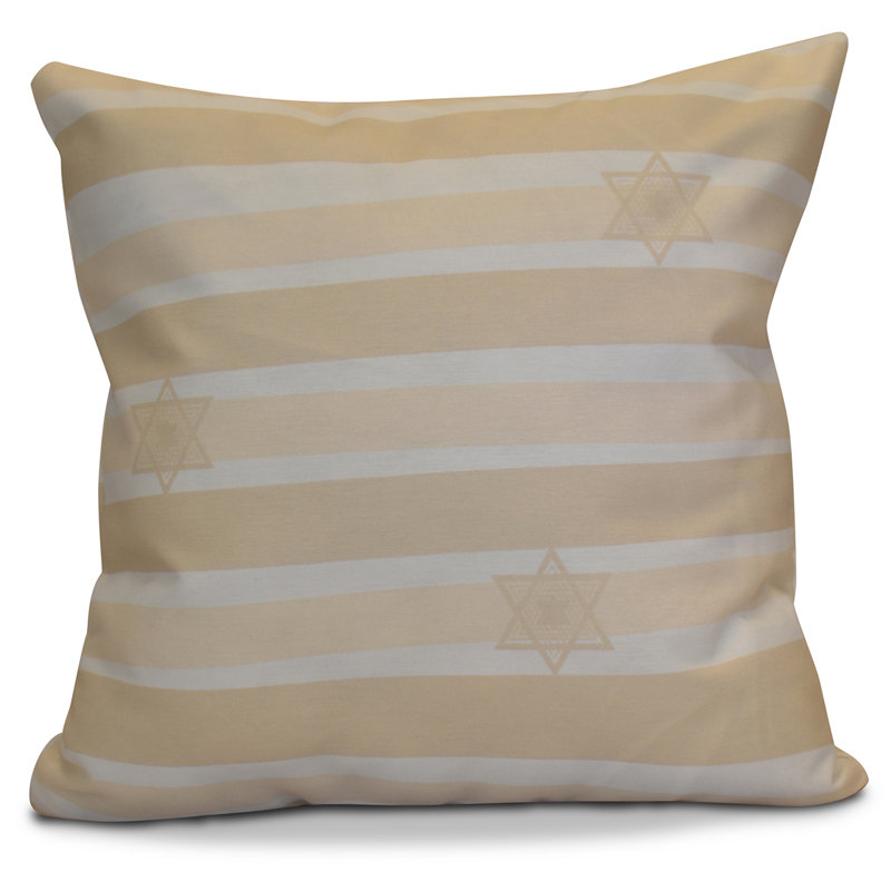 Housse de coussin décoratif à rayures et insert 2016 holiday holiday hanoukka, 16 po x 16 po, Crème / Blanc cassé