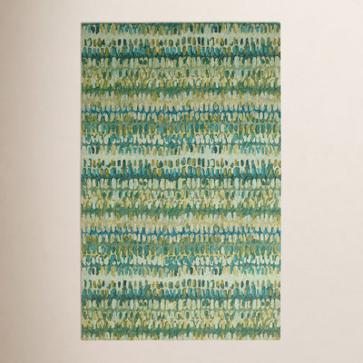 Paint Chip Moss Hand-Hooked Abstract Wool Rug