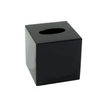 Cube Tissue Box Cover White with Black Trim - Pacific Connections