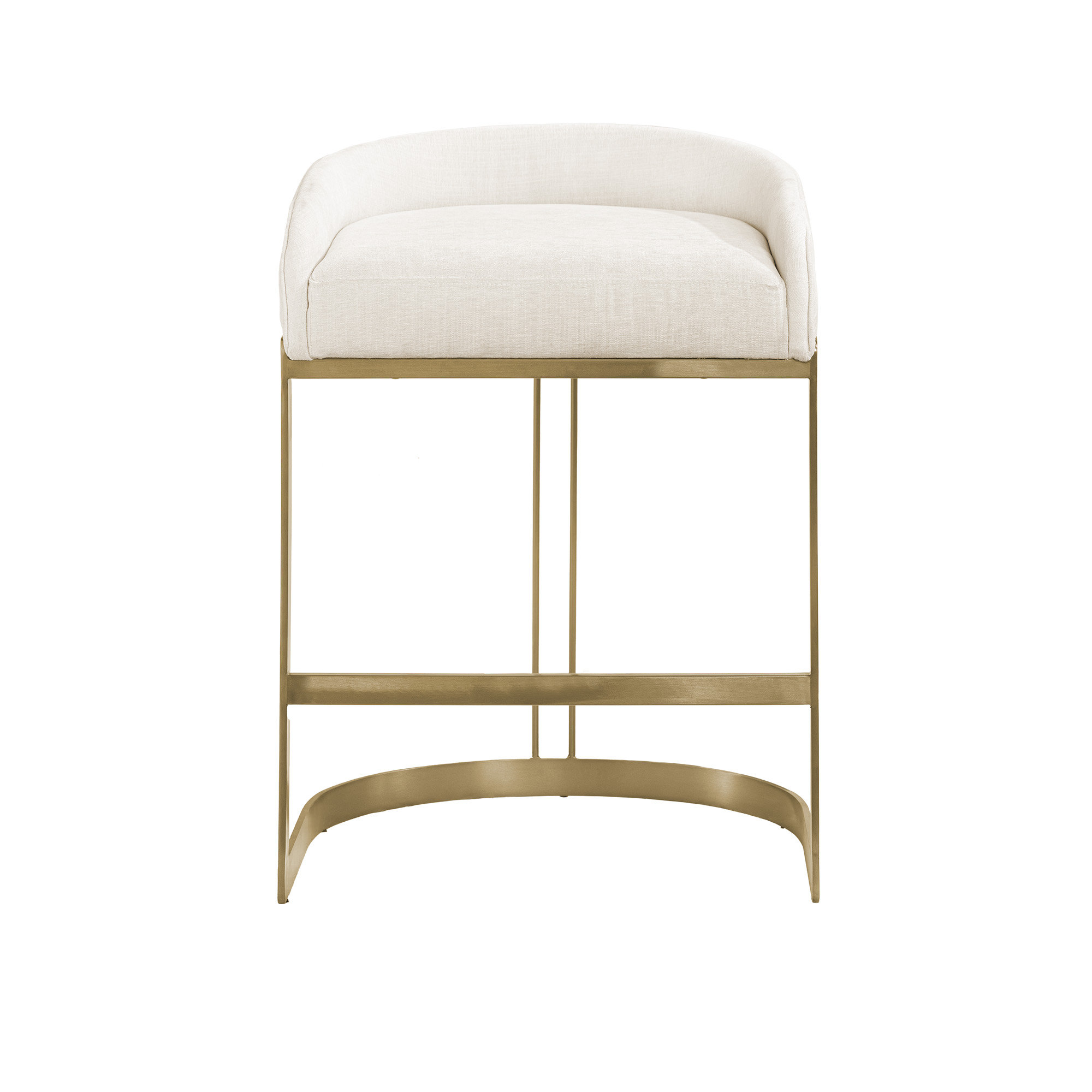 Bradley Upholstered Bar & Counter Stool, Brass, Counter Stool (24.75" Seat Height), Ivory-Cream