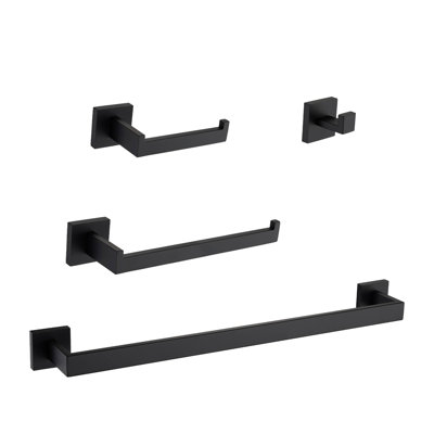 4 incorporations de quincaillerie de salle de bain - Acier inoxydable, bords lisses, prévient la rouille et les égratignures, trousse d'installation simple, matériau en acier choisi, surface créée et égratignures, installation facile
