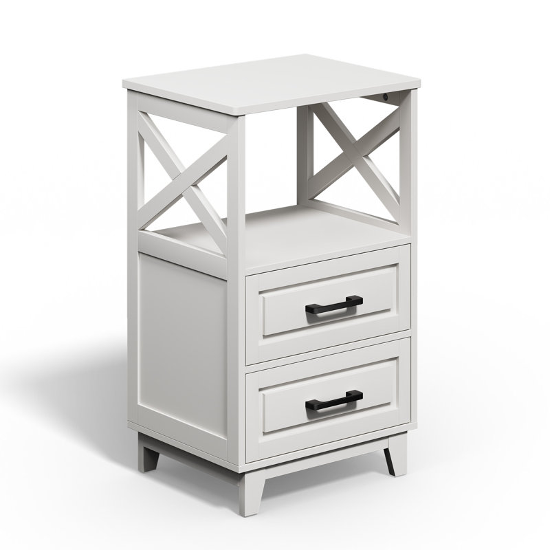 Marnae 2-Drawer Wood Nightstand, Individual, White