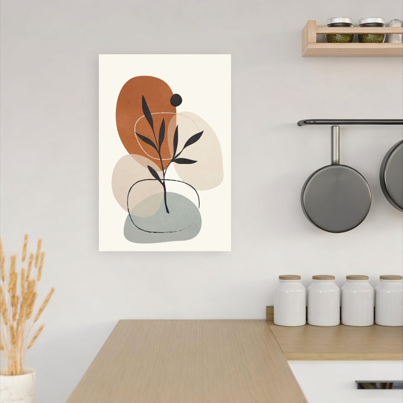 «Earthy Botanical Abstract Abstract Contemporary Minimalist Nature Plant», reproduction d'art murale, 18" H x 12" W