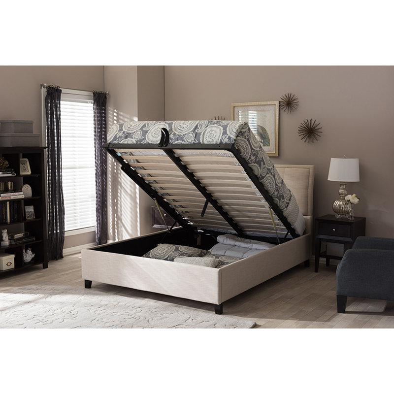Horicon Upholstered Platform Storage Bed, Beige