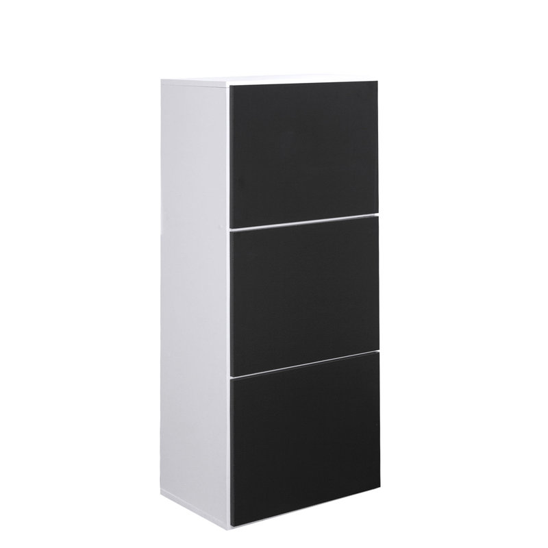 12 Pair Shoe Storage Cabinet, White/Black