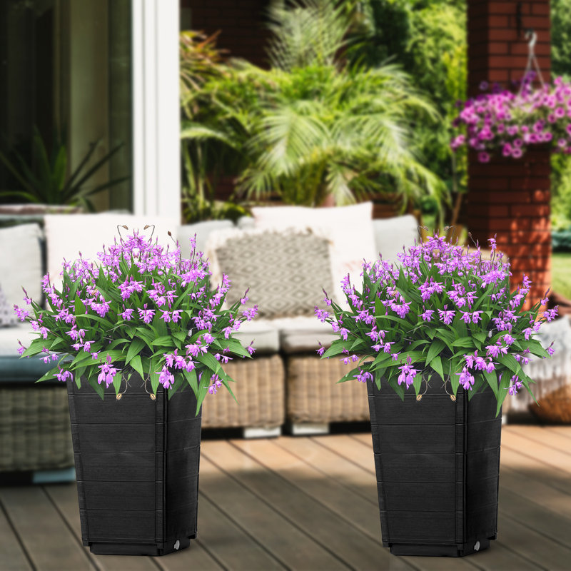Ensemble de 2 pots à fleurs en plastique avec trous de drainage