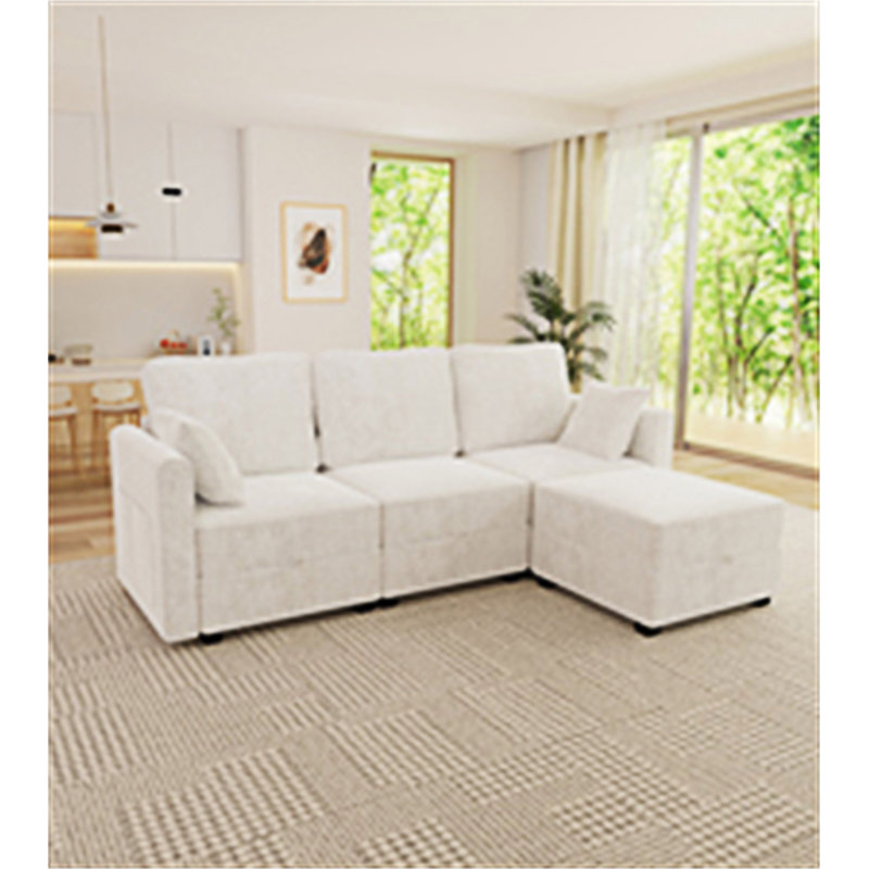 Modular Sectional Sofa With Movable Ottoman