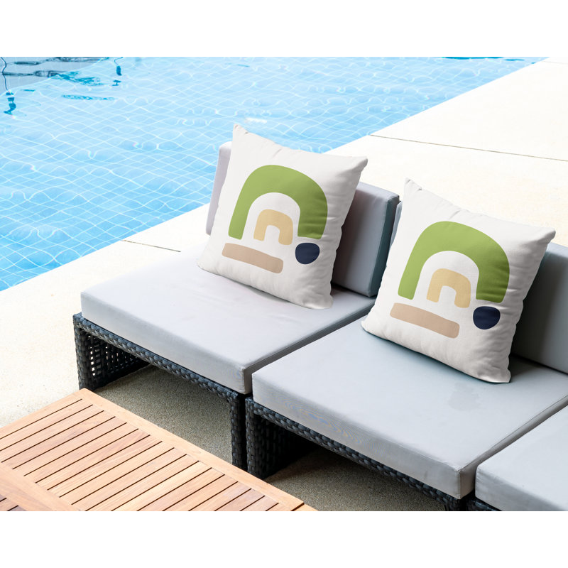Jeté carré en polyester / mélange de polyester intérieur / extérieur, L 17 po x H 17 po, Chartreuse