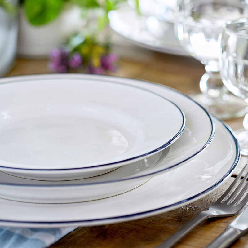 Beja Stoneware Dinner Plate, White/Blue