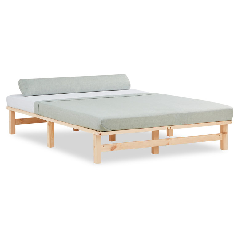 August Solid Wood Storage Bed, 140 x 200cm, Natural Brown