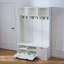 Arbre d'entrée 5 en 1 avec banc, rangement pour chaussures et 3 armoires ouvertes, design campagnard pour le couloir et le salon