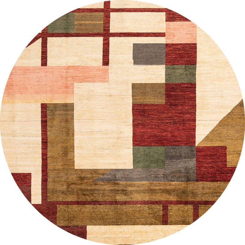 100% Machine Washable Abstract 4263 Area Rug, Round 7'