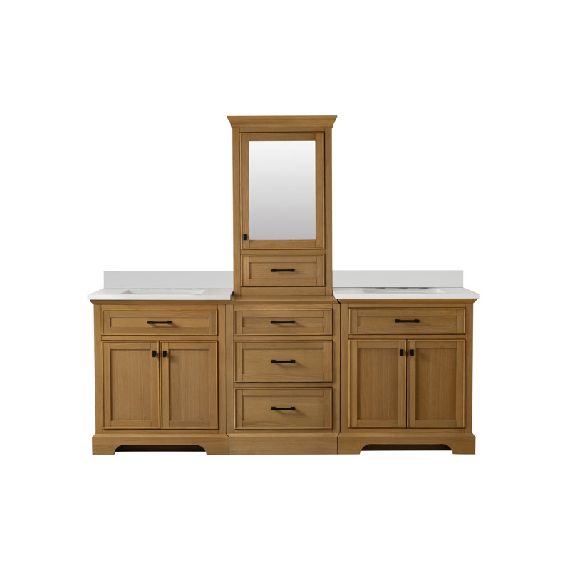 Ensemble de meuble-lavabo double 84 po Arruda, Chêne
