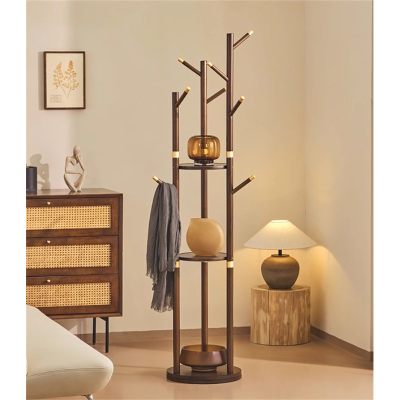 Porte-chapeau rotatif en bois massif, Brun