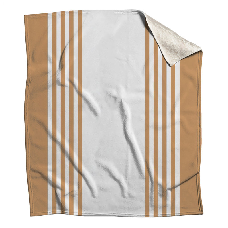 Couvertures à rayures blanches et beiges, 60in W x 80in H