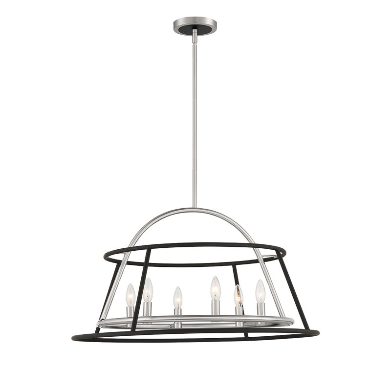 6lt Chandeiler, noir + nickel, H 16,75 po x l 3,25 po x P 3,25 po