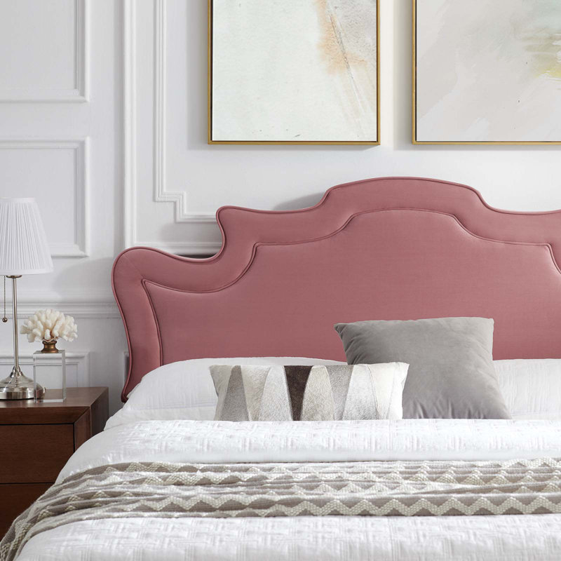 Modway Neena Performance Velvet Bed, Twin, Dusty Rose