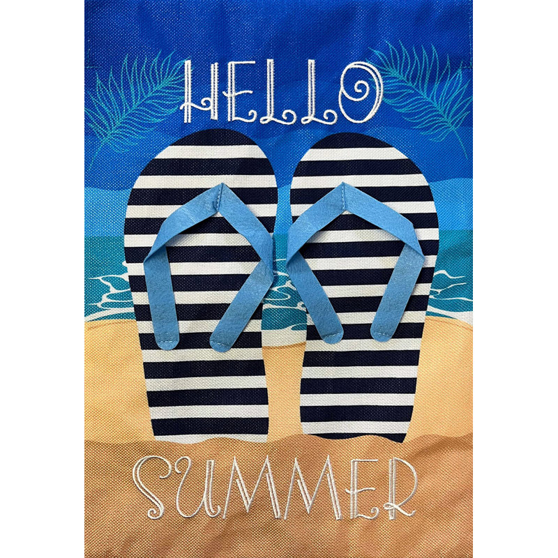 Hello Summer Flip Flops Garden Flag