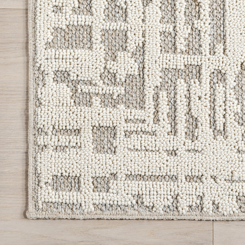 Rectangle Amity Abstract Machine Woven Polyester Area Rug in Ivory, Rectangle 7'10" x 10'
