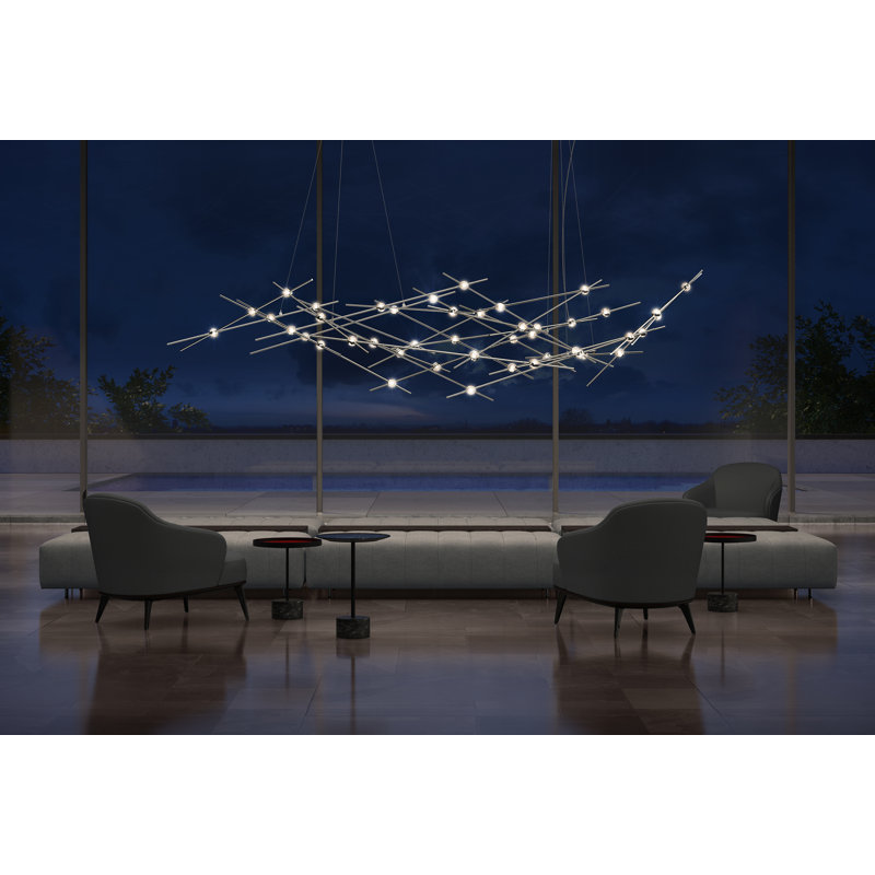 Constellation 44 - Light LED Chandelier, Clear, Satin Nickel, 2700K