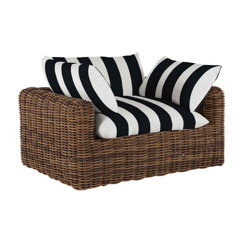 Fauteuil tissé Montecito - Raphia, Raphia, Welt, Cabana à rayures minuit