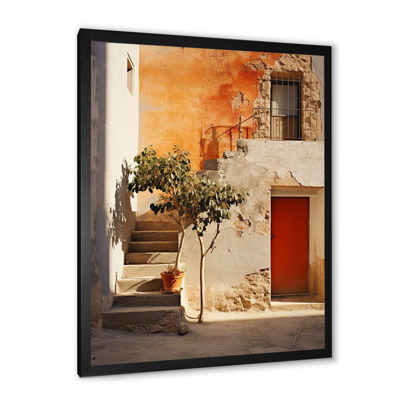 Italie, paysage d'imitation sur toile, H 20 po x l 12 po x P 1 po, Cadre simple noir