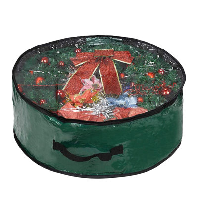  Christmas Wreath Storage Bag - Garland Holiday Container with Clear Window - Tear Proof Fabric