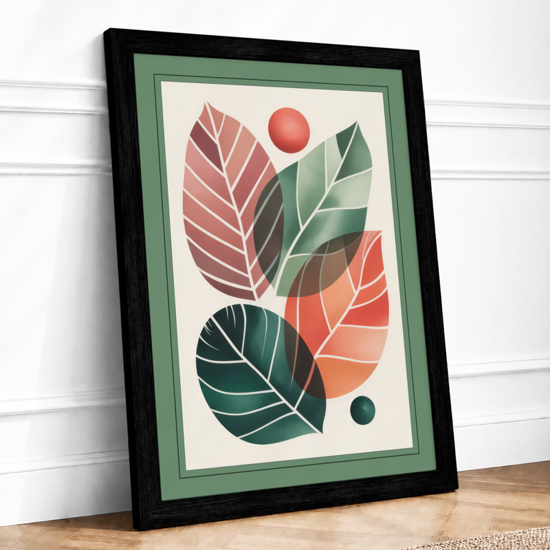 Geometric Leaf Forms Modern - Print, A1 - 84.1 x 59.4 cm, Black