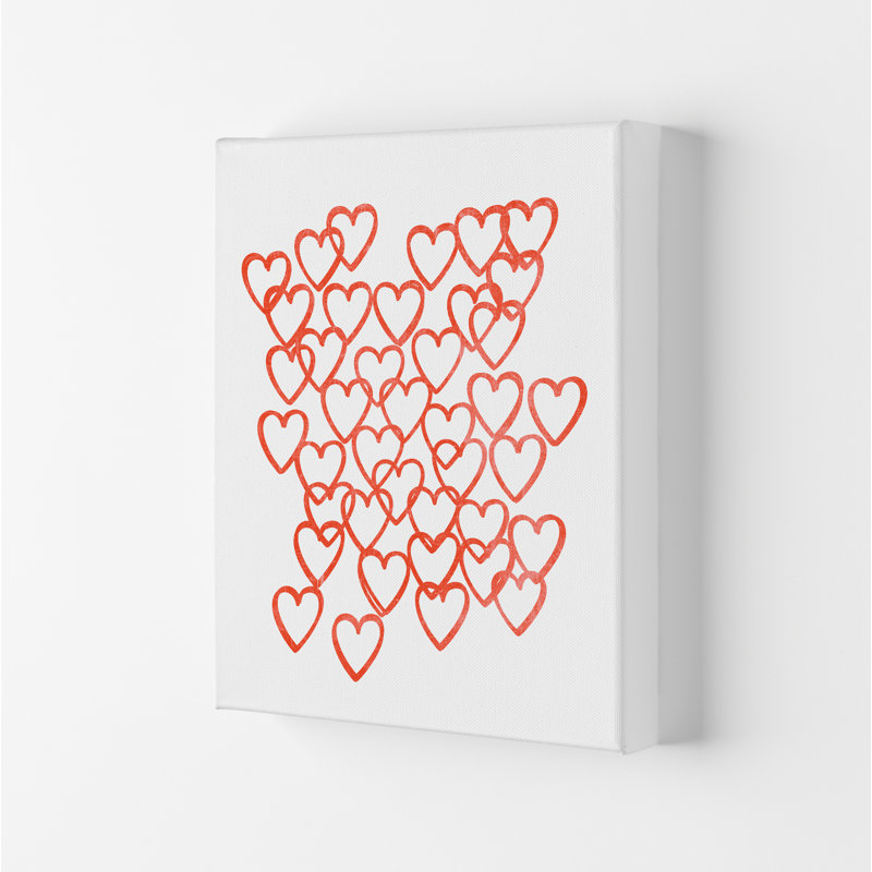 Red Hearts Grunge Original - Print, No Frame, 30cm H x 21cm W x 1cm D