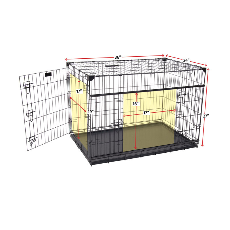 Medium Black Wire Dog Crate with Sliding Doors