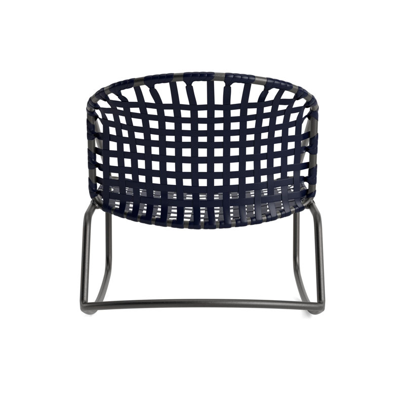 Kantan Outdoor Lounge Chair, Textured Pewter/Marine Vinyl Lace