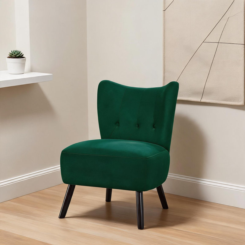 Fauteuil de salon rétro avec sièges d'appoint en velours vert classique capitonnés