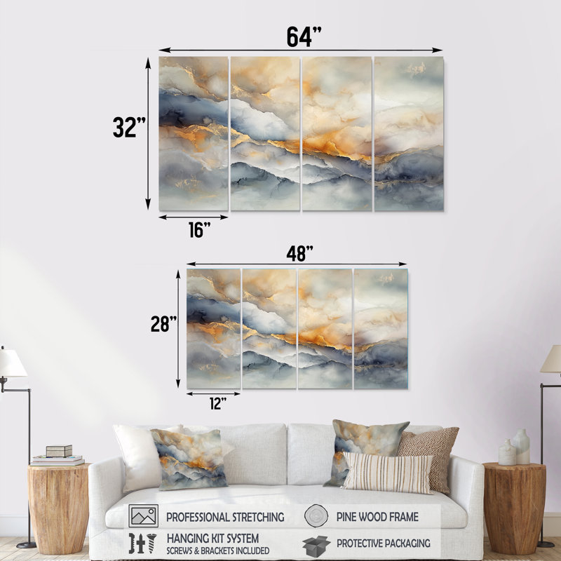 Ohlin - art mural en marbre - art mural moderne pour le salon, 4, H 28 po x l 48 po