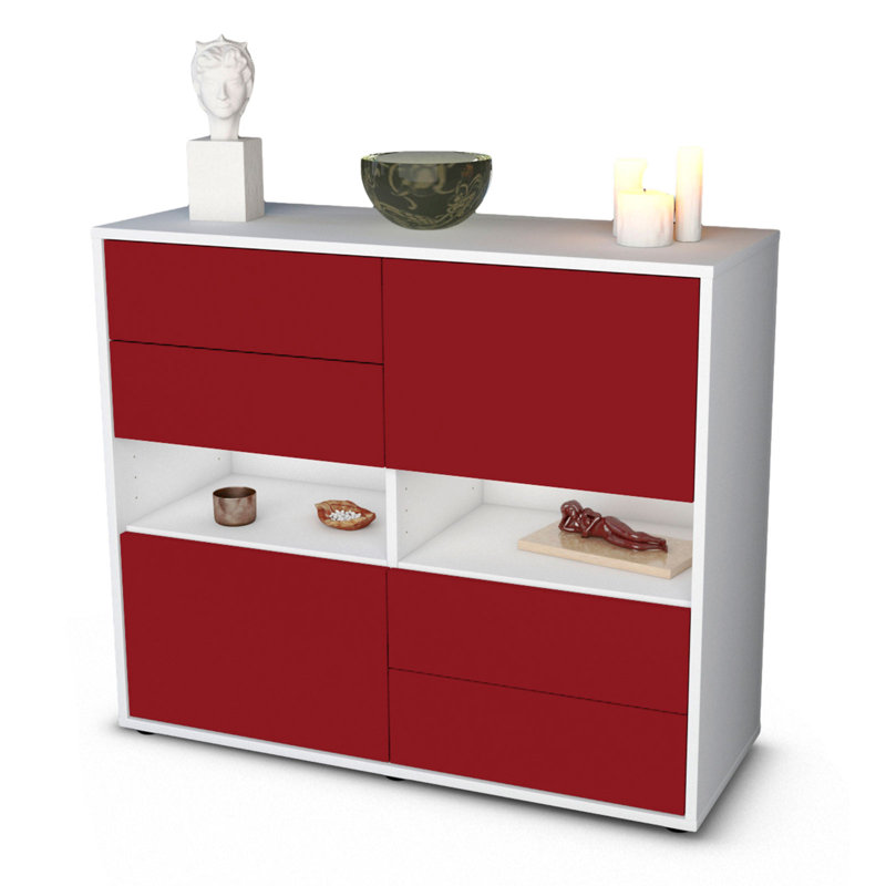 Prosper 92cm Sideboard, White/Red