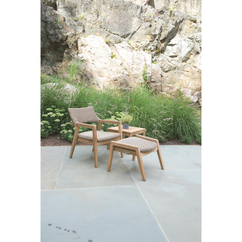 Spencer Outdoor Teak Ottoman, Teak, Willow