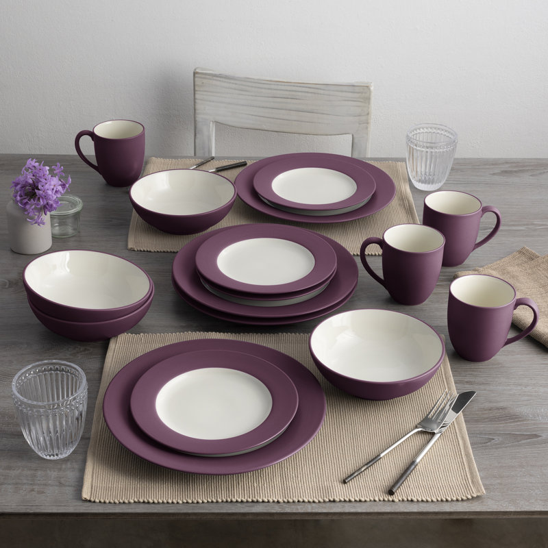 Noritake Colorwave 16-Piece Rim Dinnerware Set, Service for 4, Burgundy