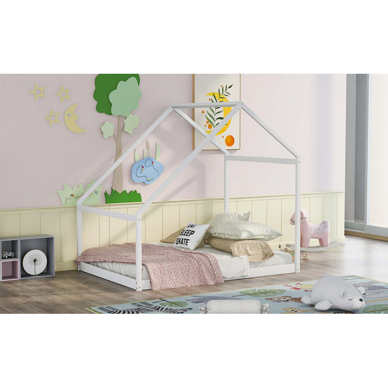 Lit en bois sans lattes, Double, Blanc