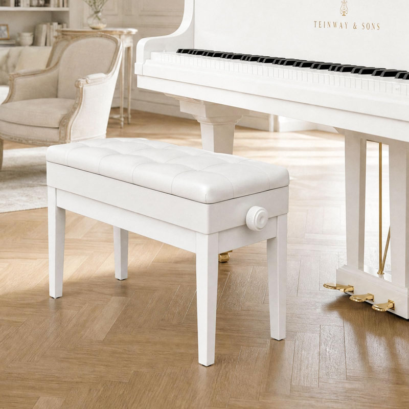 Solid Wood Accent Stool, White