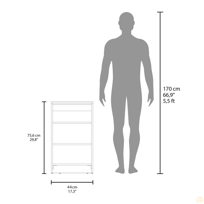 Armoire à linge H 29,7 po, quatre tablettes, Noir