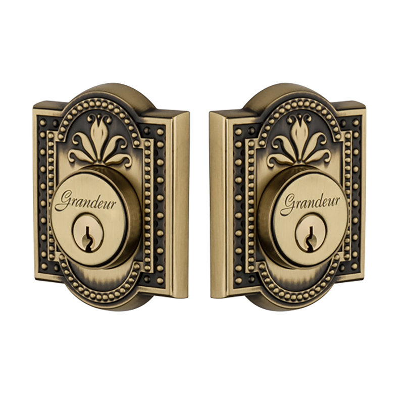 Parthenon Double Cylinder Deadbolt, Vintage Brass, 2.75"