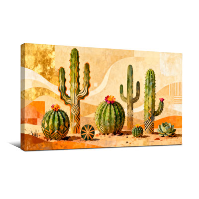 Plantes et fleurs, paysage de cactus du désert, reproduction d'art