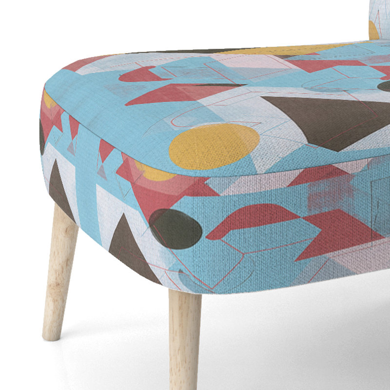Chaise d'appoint rembourrée Geometric Hexagons, Mélange de polyester bleu