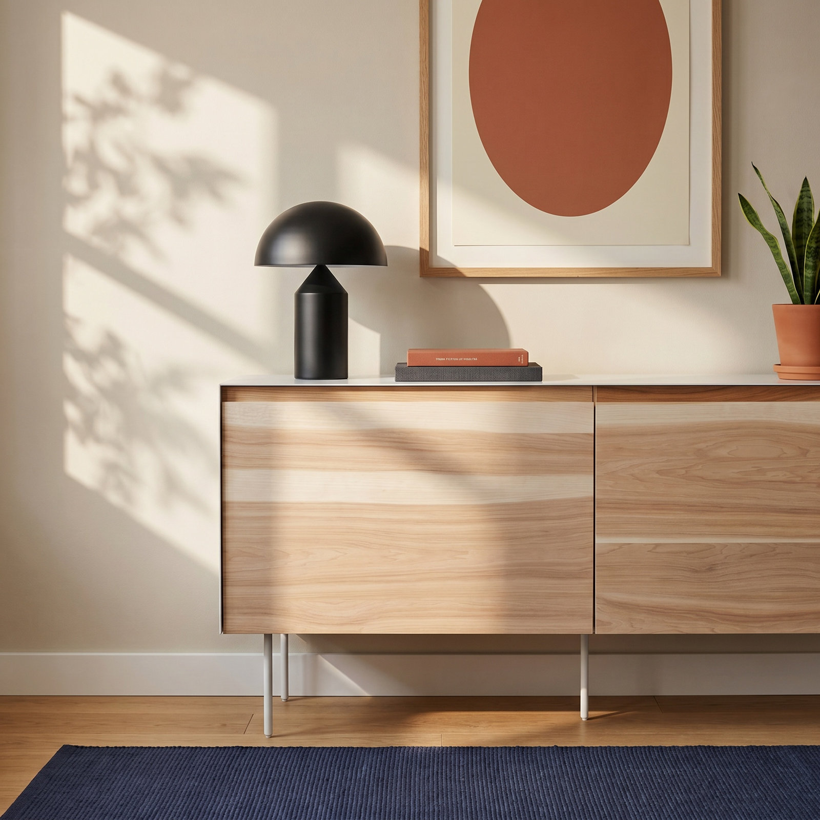 Clad 46'' Sideboard, White/Hickory