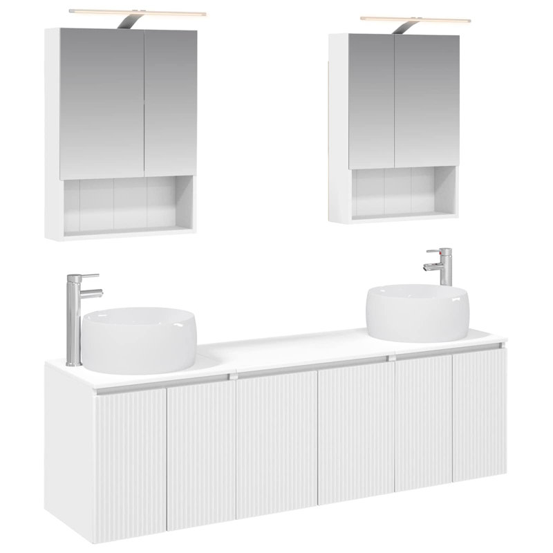 Vanity & Mirror Set, White